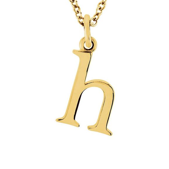 The Abbey Lower Case Initial 'h' Necklace in 14k Yellow Gold, 16 Inch - Picture 1 of 3